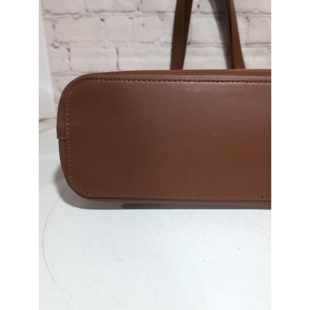 Everlane Soft Leather Shopper Tote Bag Brown Cognac Open Top 2 Handle 14 X 13 - Picture 13 of 17